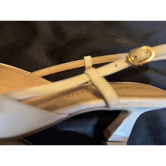 Stuart Weitzman Kitten Heels Pumps Size 6.5 Cream Leather Pointed Toe - Picture 6 of 10